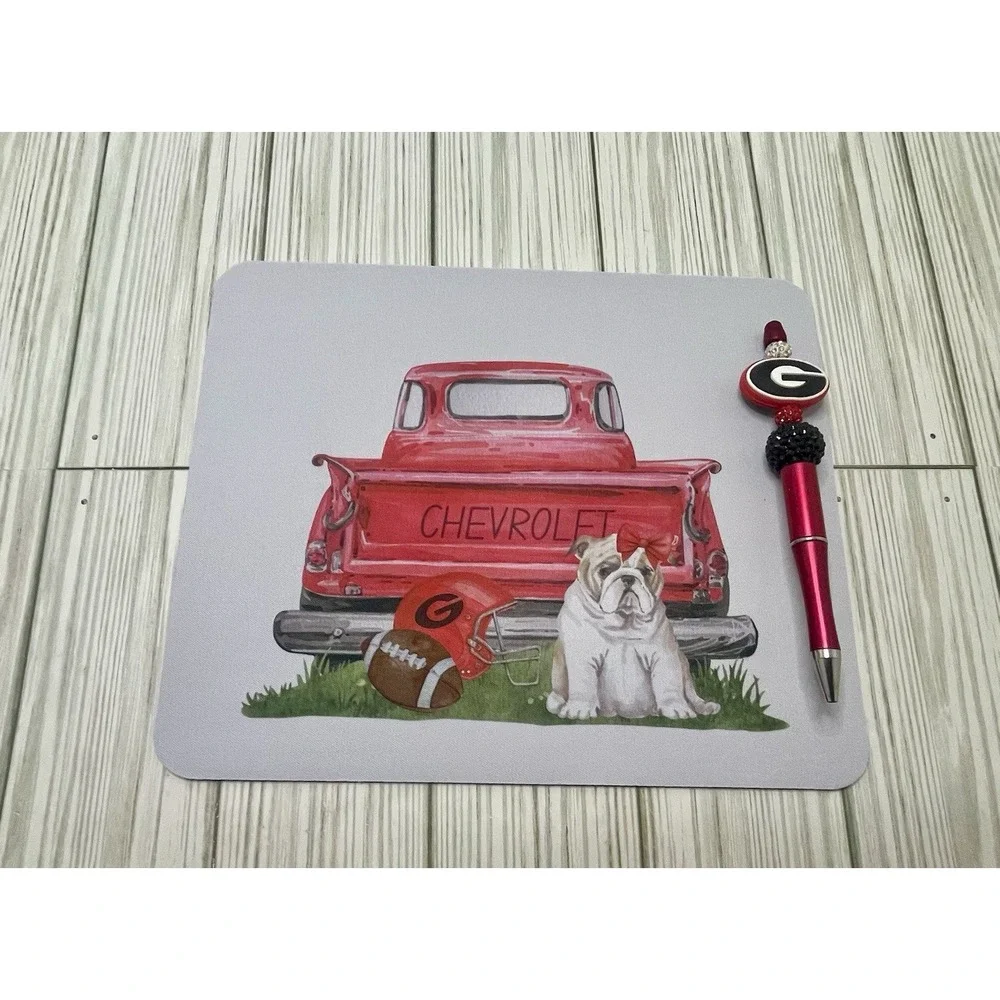 Georgia Bulldogs Computer / Laptop Mouse Pad And Beaded Pen Set